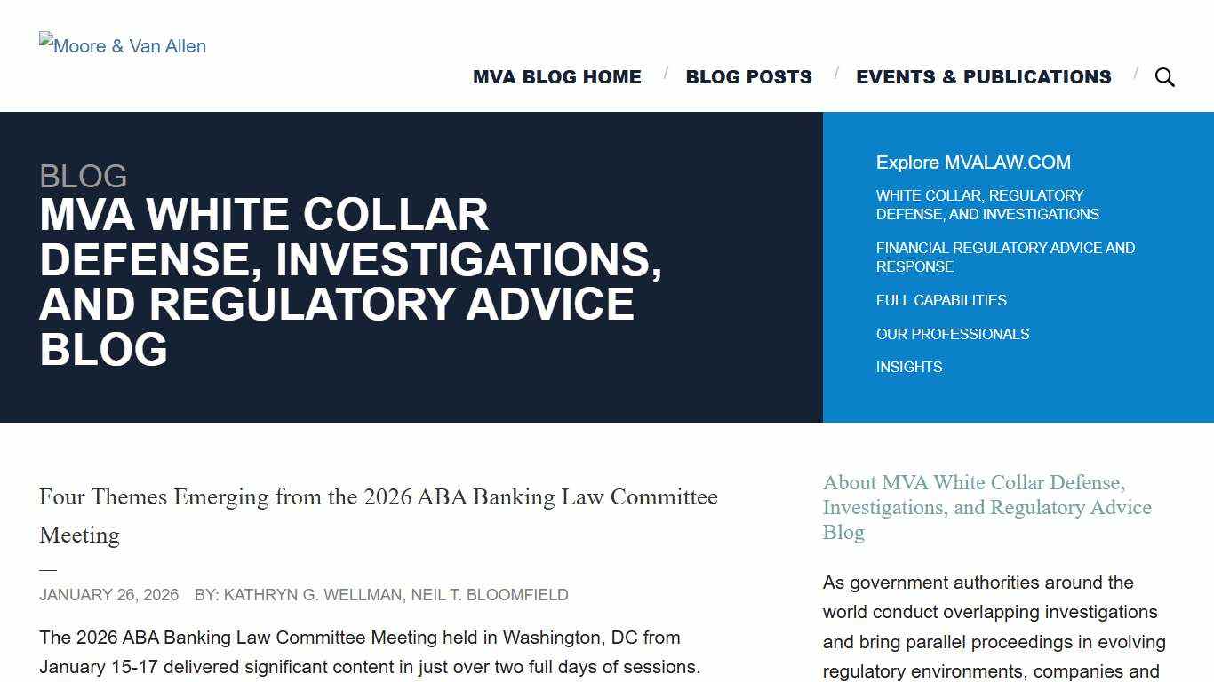 Four Themes Emerging from the 2026 ABA Banking Law Committee Meeting: Moore & Van Allen
